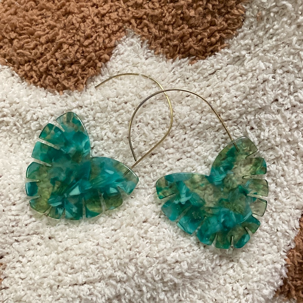 Green And Blue Botanical Earrings